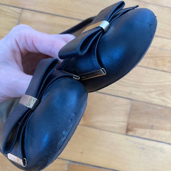 Black Leather Ballerina Flat Shoes Michael Kors Kiera Ballet - Picture 7 of 7